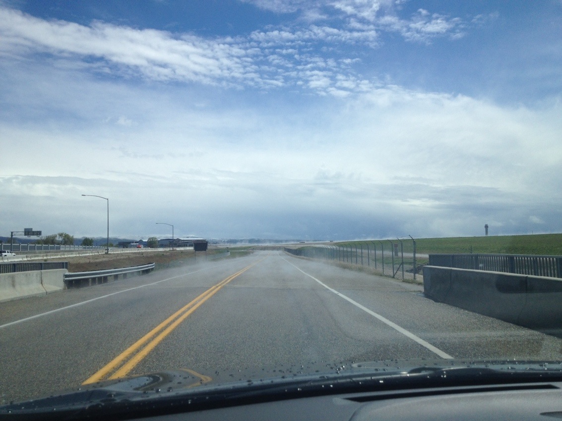 road with evaporating water